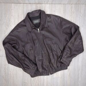 Bally Men's Size 48 100% Genuine Leather Full Zip Buttery Brown Bomber Jacket